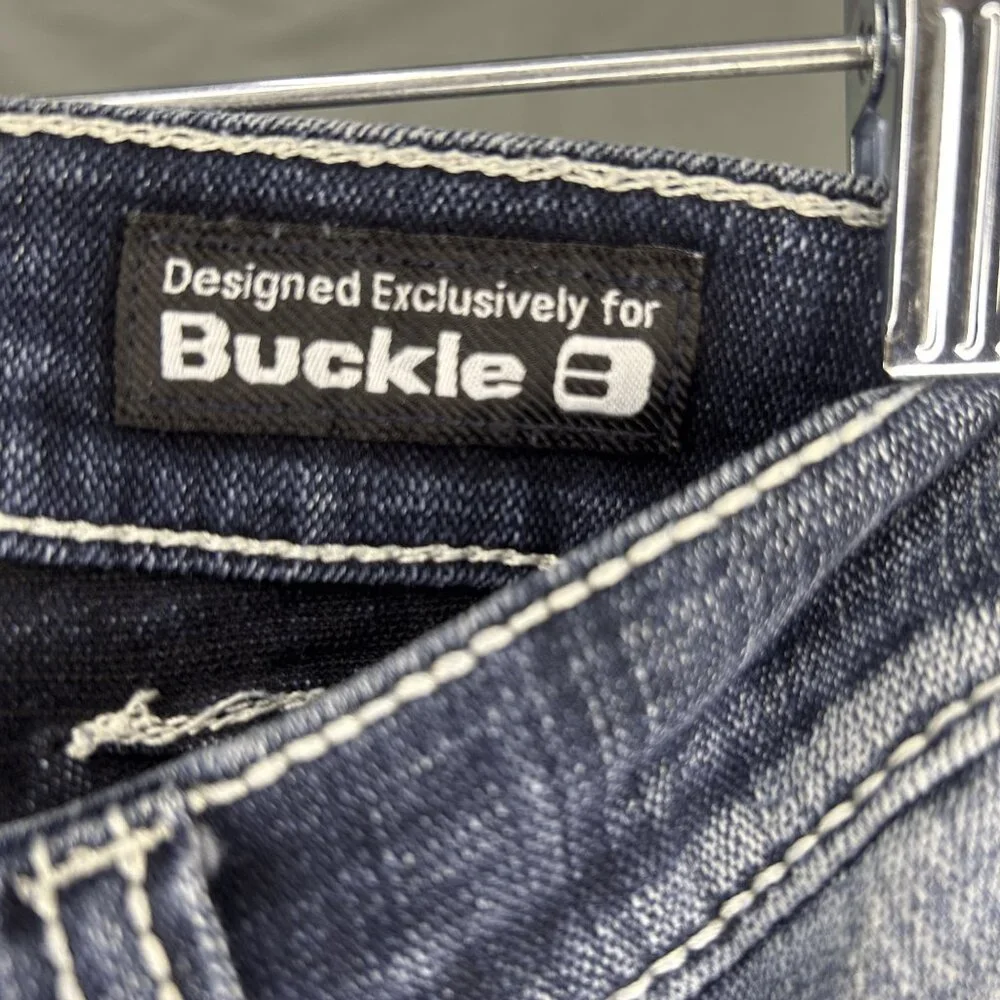 Buckle salvage supply co mayhem straight stretch denim dungarees jeans womens 34 - Picture 5 of 6